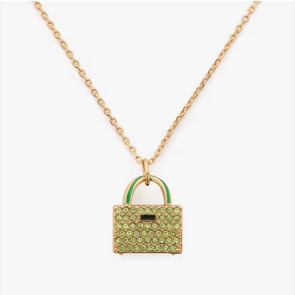 Kate Spade Necklace Sweet Treasures Green Gold Tone Purse